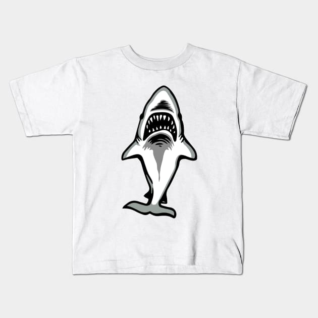 Great White Shark Mouth Teeth Logo Kids T-Shirt by AnotherOne